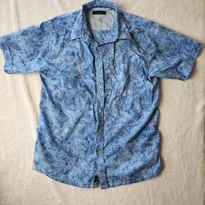 Vintage Peter Harrington Shirt Medium Blue Retro design 90s casual button down